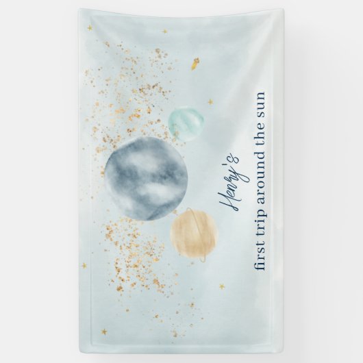 First Trip Around The Sun Birthday Banner Backdrop (Vertikal)