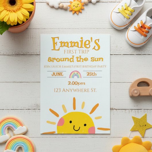 first trip around the sun birthday invitation einladung