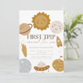 First Trip Around The Sun Boho 1st Birthday Einladung (Stehend Vorderseite)