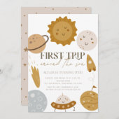 First Trip Around The Sun Boho 1st Birthday Einladung (Vorne/Hinten)