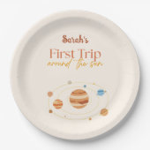 First Trip Around The Sun Boho Photo 1st Birthday Pappteller (Vorderseite)