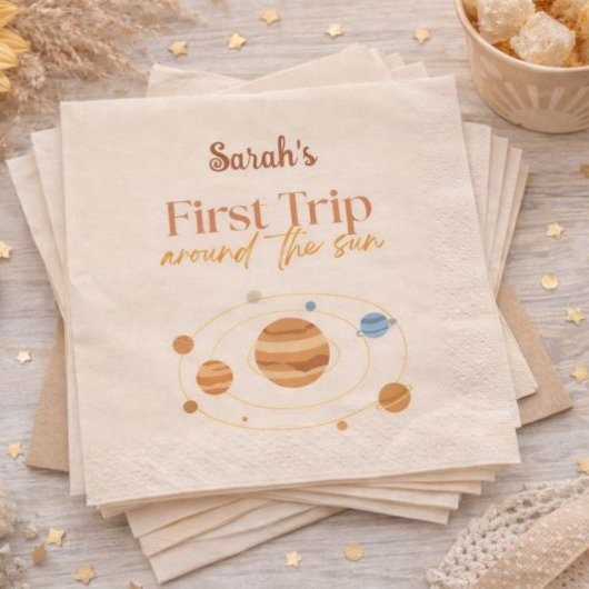 First Trip Around The Sun Boho Photo 1st Birthday Serviette