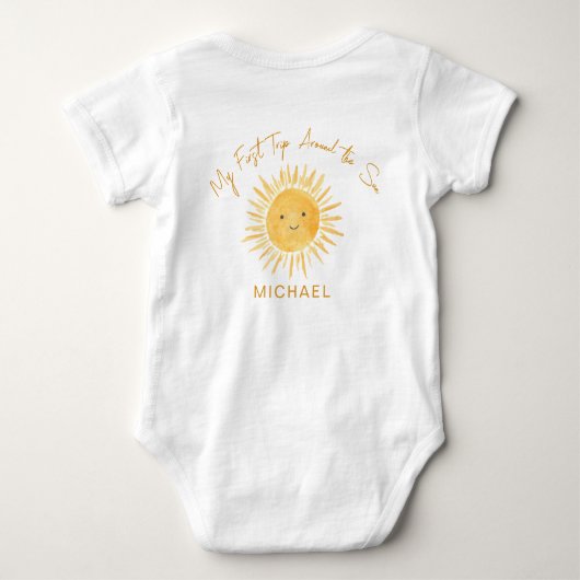 First Trip Around The Sun Boy's Birthday Baby Strampler (Rückseite)