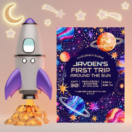 First Trip Around the Sun Galaxy Outer Space Einladung