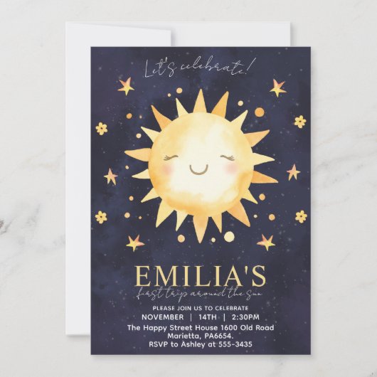 First Trip Around The Sun Invitation for Birthday Einladung (Vorderseite)