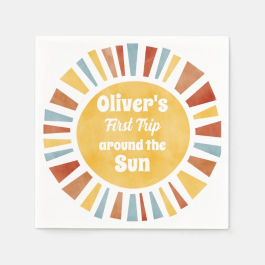 First Trip Around The Sun Invitation Serviette (Vorderseite)