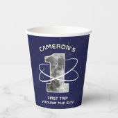 First Trip Around the Sun Moon One Birthday Party Pappbecher (Vorderseite)