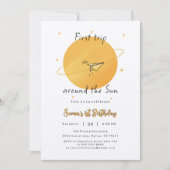 First Trip Around The Sun Paper Airplane Birthday Einladung (Vorderseite)