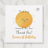 First Trip Around The Sun Paper Airplane Birthday Geschenkanhänger (Rückseite)