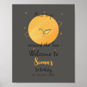 First Trip Around The Sun Paper Airplane Birthday Poster (Vorne)