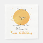 First Trip Around The Sun Paper Airplane Birthday Serviette (Vorderseite)