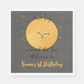 First Trip Around The Sun Paper Airplane Birthday Serviette (Vorderseite)