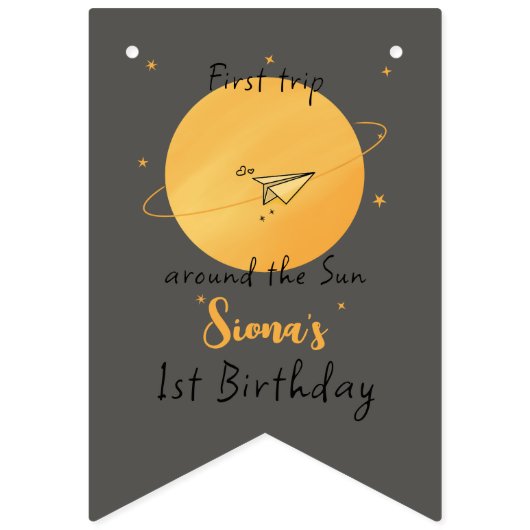 First Trip Around The Sun Paper Airplane Birthday Wimpelkette (Erste Fahne)