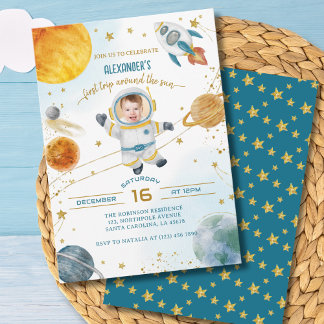 First Trip Around the Sun Photo Space Birthday Einladung