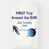 First trip around the sun planet astronaut birthda banner (Vertikal)