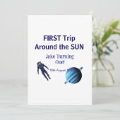First trip around the sun planet astronaut birthda einladung (Stehend Vorderseite)