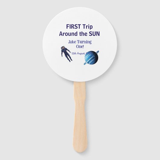 First trip around the sun planet astronaut birthda fächer (Vorderseite)