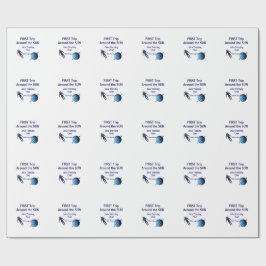 First trip around the sun planet astronaut birthda geschenkpapier