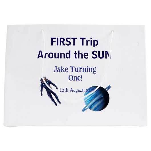 First trip around the sun planet astronaut birthda große geschenktüte (Vorderseite)