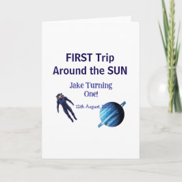 First trip around the sun planet astronaut birthda karte