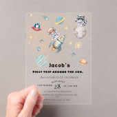 First Trip Around the Sun space Animals Birthday Acryleinladungen (Insitu (Handheld))