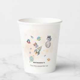 First Trip Around the Sun space animals Birthday  Pappbecher