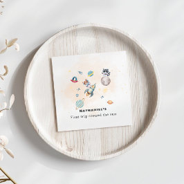 First Trip Around the Sun space animals Birthday  Serviette