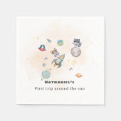 First Trip Around the Sun space animals Birthday  Serviette (Vorderseite)