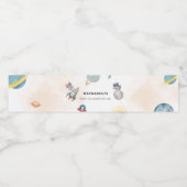 First Trip Around the Sun space animals Birthday  Wasserflaschenetikett (Einzelnes Label)