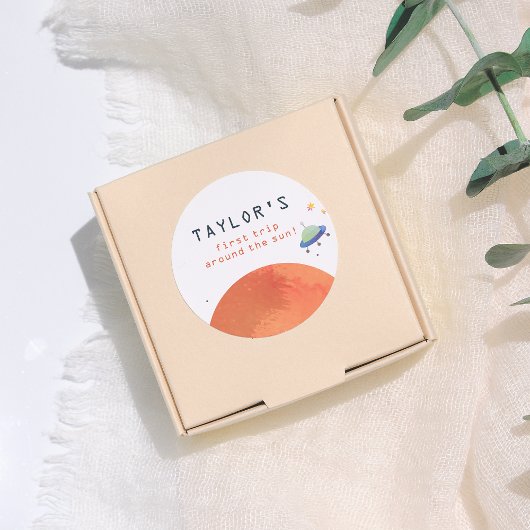 First Trip Around The Sun Space Boy Birthday Runder Aufkleber