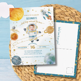 First Trip Around the Sun Space Photo Birthday Postkarte