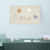 "First Trip" Beige Space Theme 1. Geburtstag Banner (Messeveranstaltung)