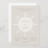 "First Trip" Sun Stars Space 1. Geburtstag Einladung (Vorne/Hinten)