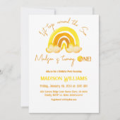 First Trip Sunshine Boho Yellow Rainbow Geburtstag Einladung (Vorderseite)
