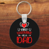 First Valentine As A Dad Heart New Father Valentin Schlüsselanhänger (Vorderseite)