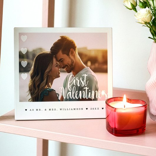 First Valentine ist als Mr & Mrs Minimal Couple Fo Fotoplatte