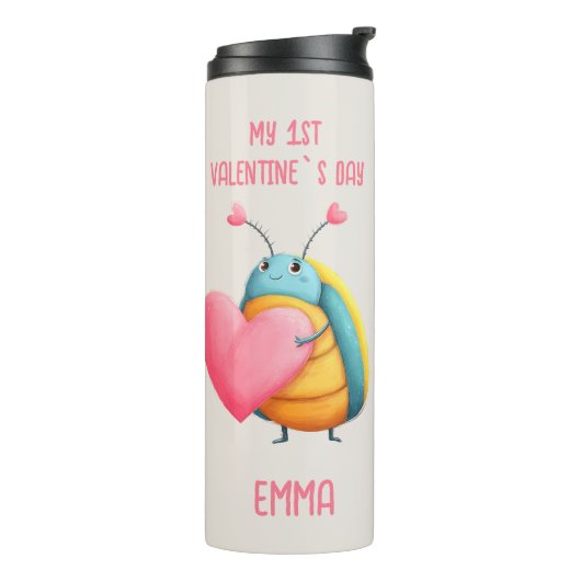 First Valentines Day Cute Bug Mug Thermosbecher (Nach links gedreht)