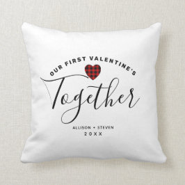 First Valentine's Together Couples Heart Monogram Kissen