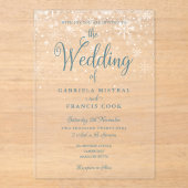 First Winter Snowflakes Elegantes Script Hochzeit Acryleinladungen (Vorderseite)