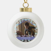 First Xmas Opa Light Blue Lila Töne Schnee Keramik Kugel-Ornament (Vorderseite)
