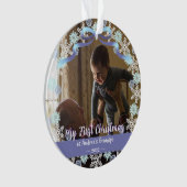 First Xmas Opa Light Blue Lila Töne Schnee Ornament (Vorderseite)