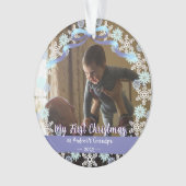 First Xmas Opa Light Blue Lila Töne Schnee Ornament (Vorderseite)