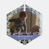 First Xmas Opa Light Blue Lila Töne Schnee Ornament Aus Glas (Rückseite)