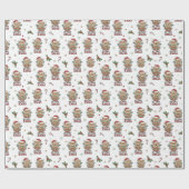 First Xmas Teddy Bear Gift  Geschenkpapier (Flach)