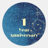 First Year Anniversary Bond & Seal Sparkling Blue Runder Aufkleber (Vorderseite)