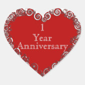 First Year Anniversary Milestone Romantic Modern  Herz-Aufkleber (Vorderseite)
