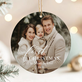 First Year as Mom & Dad Christmas Photo  Keramik Ornament