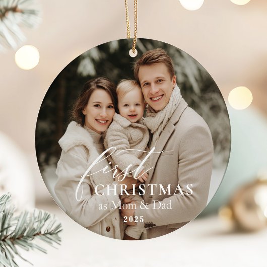 First Year as Mom & Dad Christmas Photo Keramik Ornament