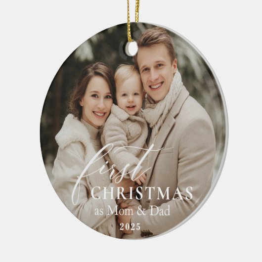 First Year as Mom & Dad Christmas Photo  Keramik Ornament (Links)