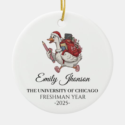 First Year At College Ornament, College Christmas Keramik Ornament (Vorne)